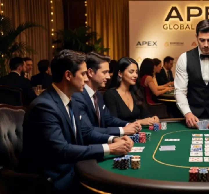 Elegancki stół pokerowy przygotowany na firmowy wieczór integracyjny