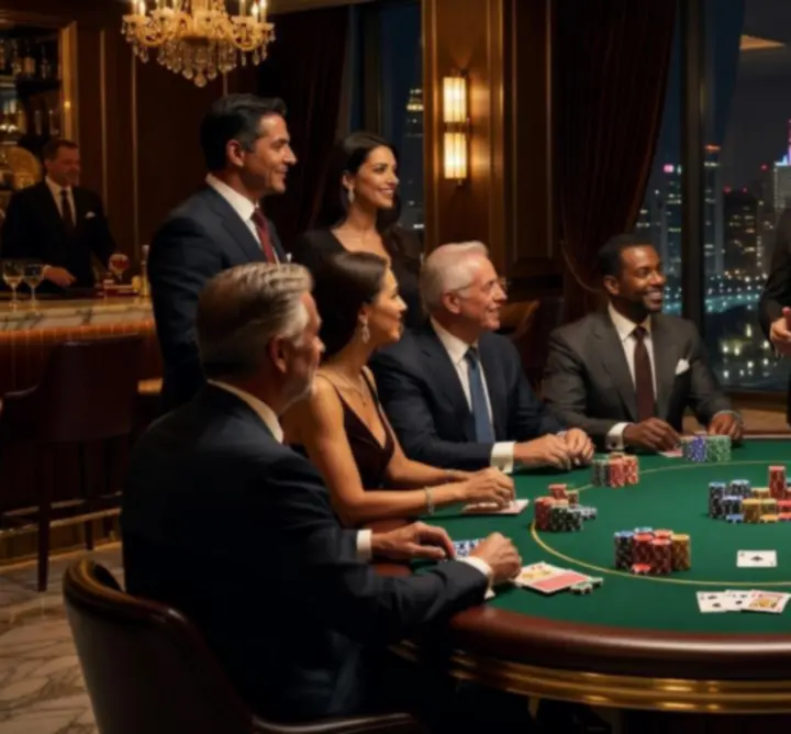 Elegancki stół pokerowy UrbanFestLine z żetonami i kartami